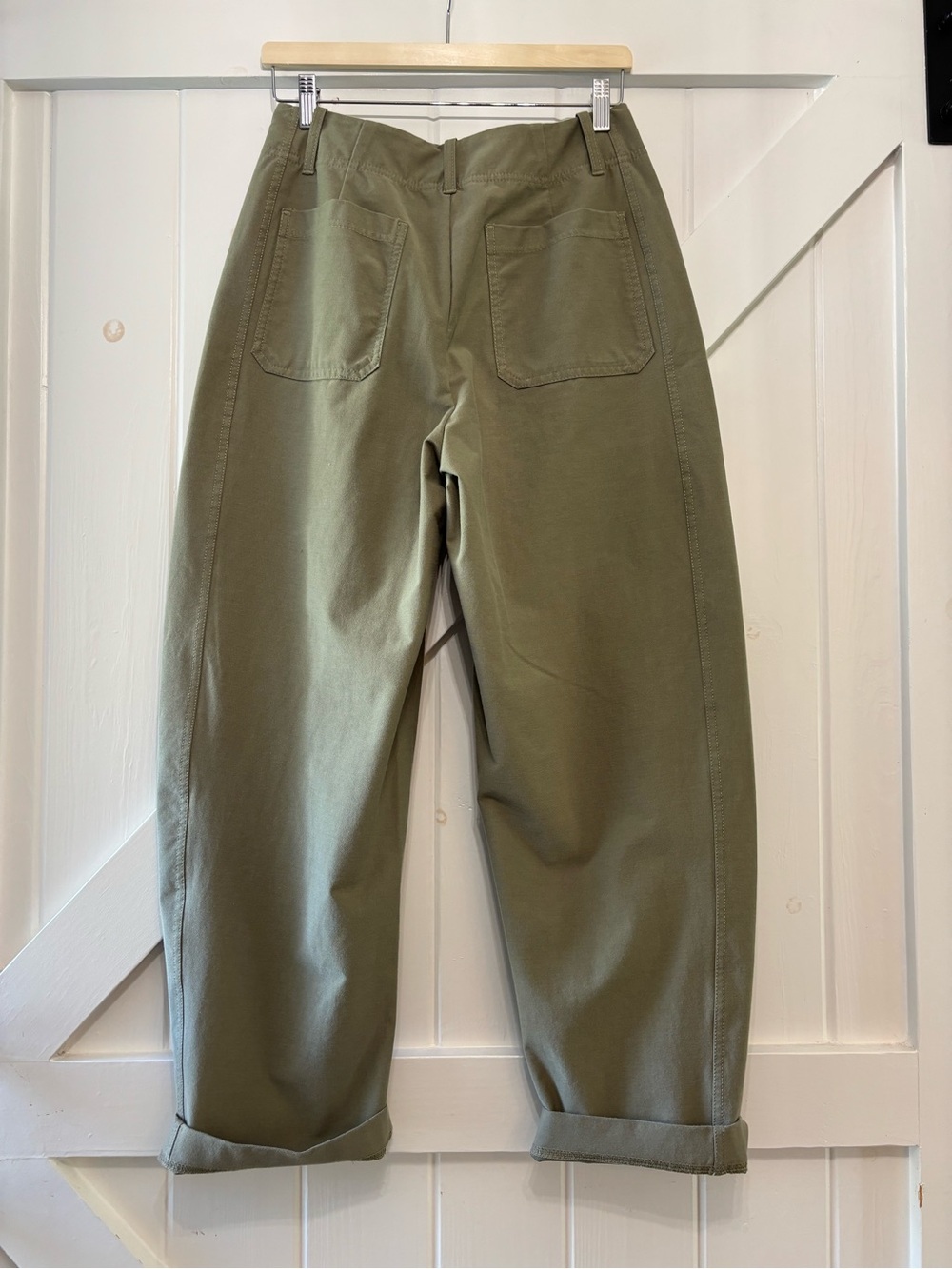 Athleta Skyline High Rise Barrel Leg Pants Olive Branch Green 6 Tall Utility - Picture 3 of 8